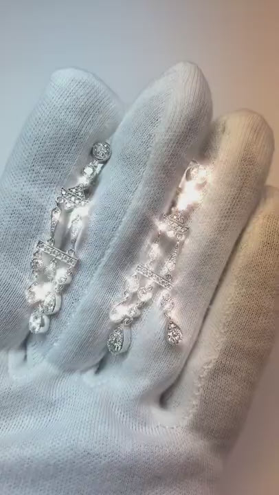 Sparkling Chandelier Natural Earth Mined Diamond Earrings 3 Carat Earring