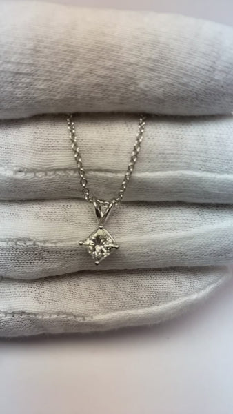 1 Carat Prong Set Princess Diamond Necklace Pendant