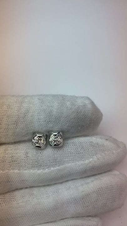 1 Carat Round Natural Earth Mined Diamond Stud Lady Earring