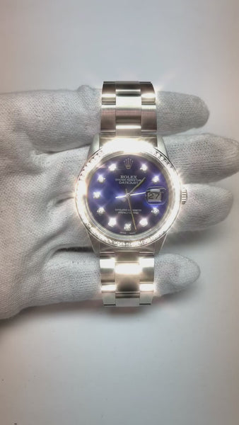 Rolex Dj Blue Diamond Dial Bezel Stainless Steel Oyster QUICK SET