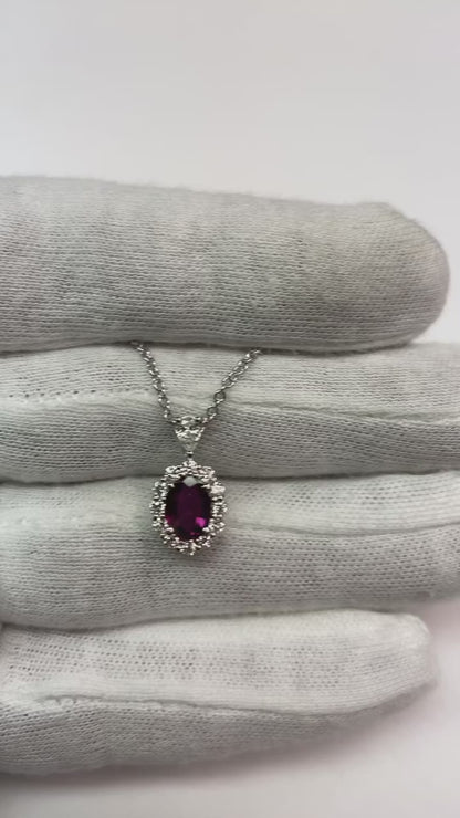 Eagle Claws Red Oval Ruby Necklace Diamond Jewelry