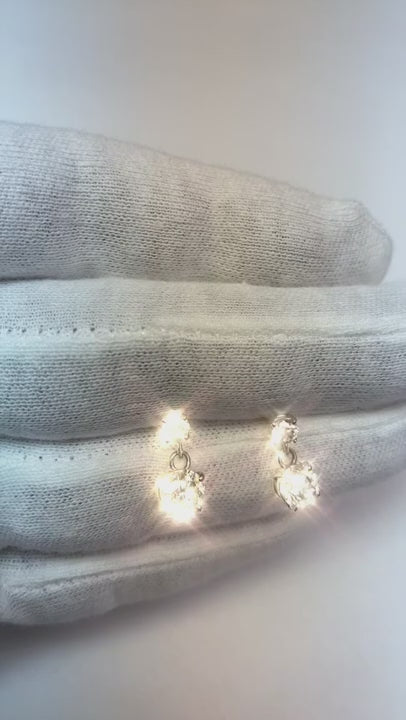 2.40 Carats Sparkling Round Brilliant Natural Earth Mined Diamonds Dangle Earrings Pair