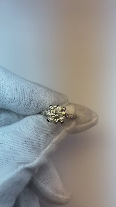 Pave Real Natural Earth Mined Diamond Engagement Ring 3.75 Carats Women 14K White Gold Jewelry