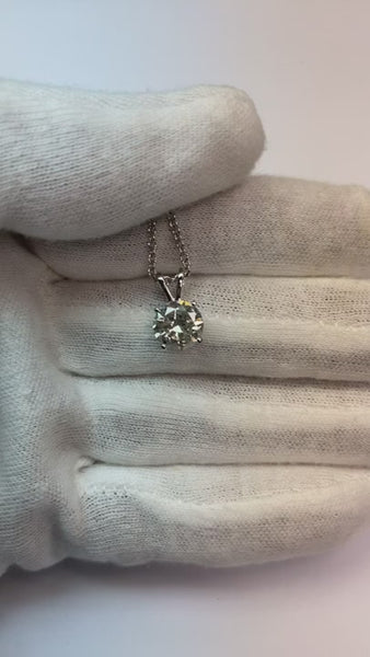 Gorgeous 3 Ct Solitaire Round Cut Diamond Pendant Necklace White Gold