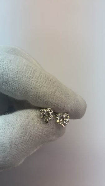 Heart Cut Diamond Stud Earrings 2 Carats Prong Setting