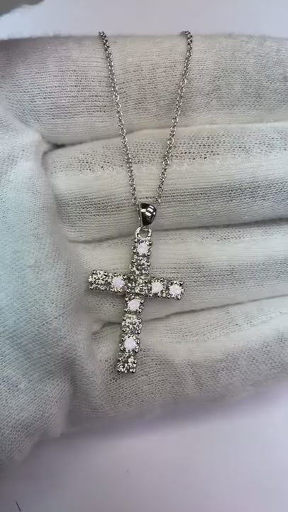 2 Ct Round Natural Earth Mined Diamond Ladies Cross Pendant Jewelry