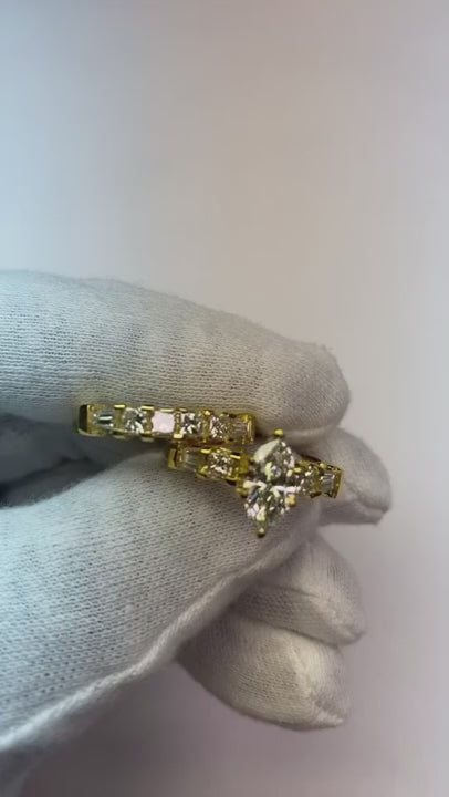 Marquise Cut Natural Earth Mined Diamond Engagement Set 2.75 Carats Ring