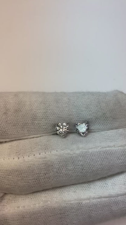 Women 2 Carats Heart Cut Natural Earth Mined Diamond Stud Earrings Solid White Gold 14K