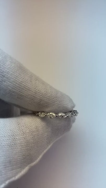 1.30 Carats White Gold Women Marquise Cut Eternity Natural Earth Mined Diamond Band