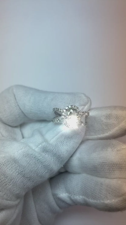 Oval Cut Natural Earth Mined Diamond Engagement Women Halo Ring 1.66 Carat White Gold