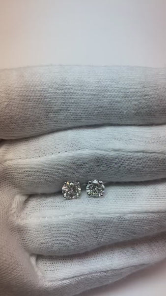 1.80 Carat Round Solitaire Diamond Stud Earring White Gold 14K