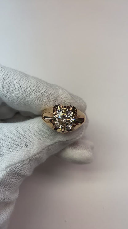 3 Carat Big Diamond Solitaire Men Ring White Gold