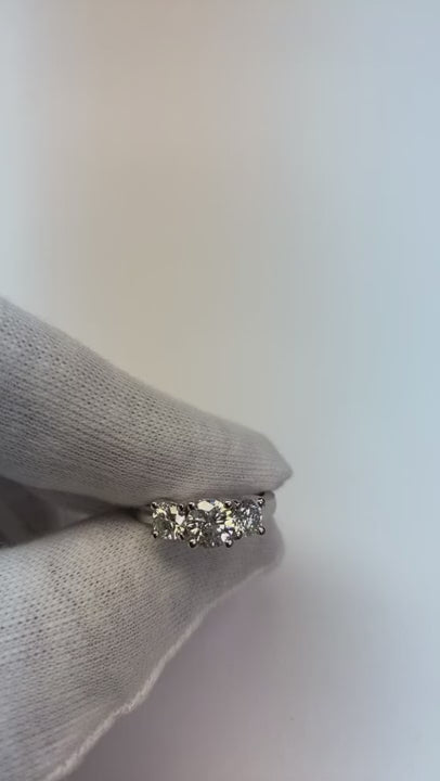 2.01 Carat Round Natural Earth Mined Diamonds Anniversary Ring Three Stone New