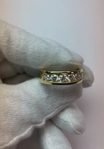 Channel Set Genuine Diamond Band Men's Jewelry Ring 1.80 Carats