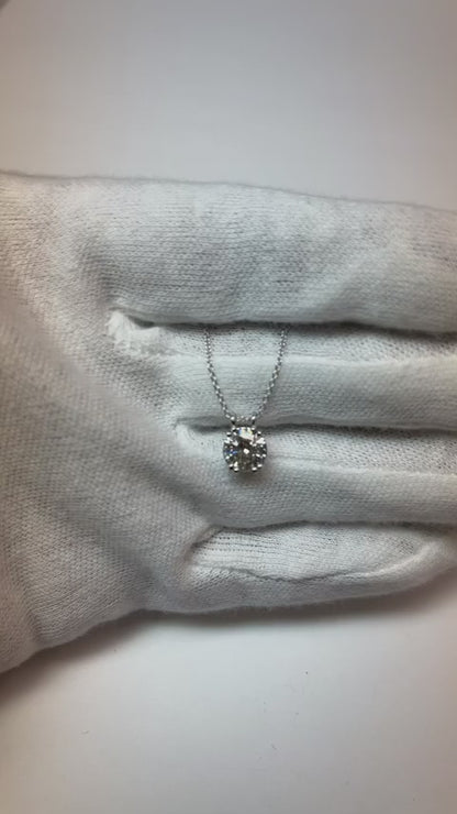 1.60 Ct F Vs1 Solitaire Round Cut Natural Earth Mined Diamond Pendant Necklace