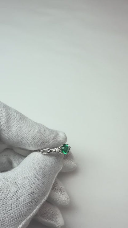 Natural Real ( Not Lab Grown ) 1.50 Carats Green Emerald GIA Ring Twisted Shank White Gold 14K