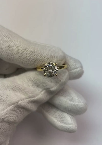 Round Solitaire 2 Carats Natural Earth Mined Diamond Engagement Ring White Gold 14K