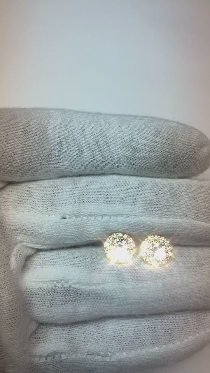 ound Halo Diamond Stud Earring Women Gold Jewelry