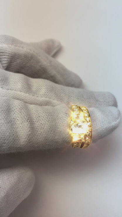 5 Carat Princess Center Natural Earth Mined Diamond Ring With Band Set Two Tone 14K