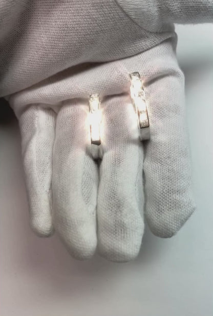 Princess Cut Cute Natural Earth Mined Diamond Hoops