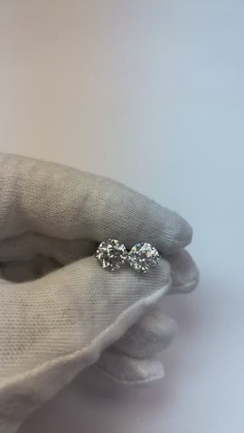 Martini Style Natural Earth Mined Diamond Studs Earrings 4.20 Carats F Vs1