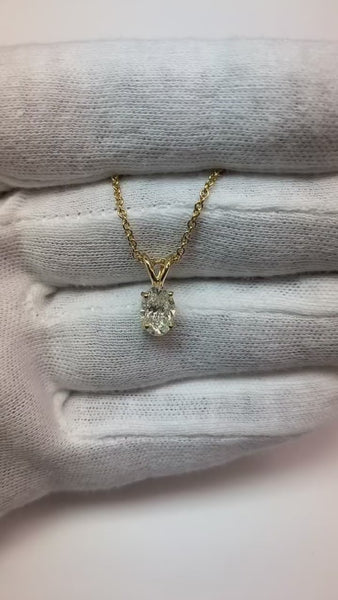 Oval Cut Diamond Necklace Pendant Women 1.5 Ct. Gold Fine Jewelry