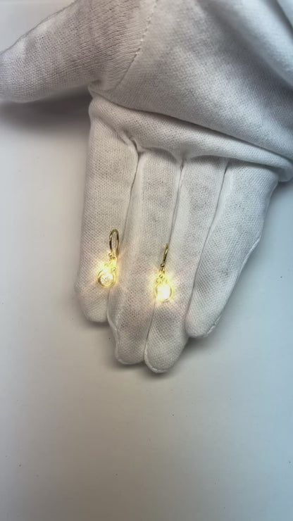 Genuine Natural Earth Mined Diamond Drop Earrings Solitaire Bezel Set Round Old Mine Cut 1 Carat