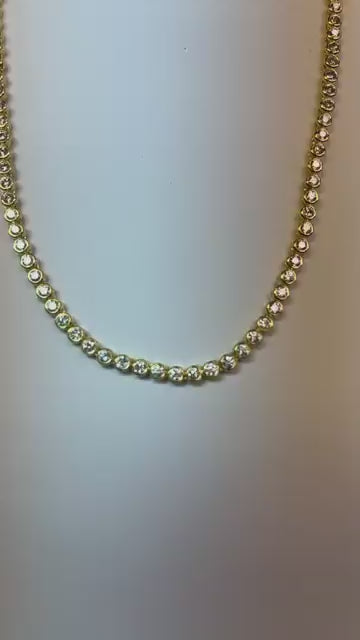 Bezel Set Mined Natural Real Diamond ( Not Lab Grown )s Tennis Necklace