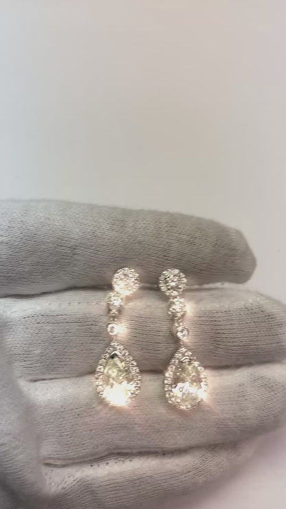 Halo Drop Natural Earth Mined Diamond Earrings 10.50 Carats