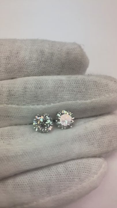Round Natural Earth Mined Diamond Stud Earrings 4.50 Carats White Gold 14K F Vs1