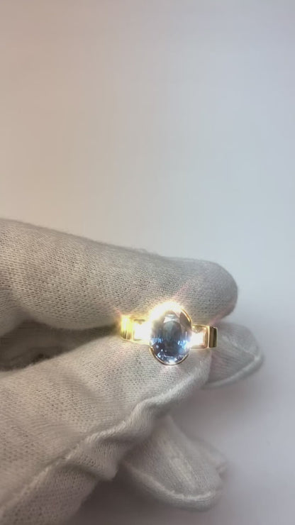 3.61 Ct Natural Earth Mined Diamonds 3-Stone Sri Lanka Blue Sapphire Bezel Ring