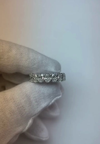 Oval Cut 6 Carats Natural Earth Mined Diamond Eternity Wedding Band Solid White Gold