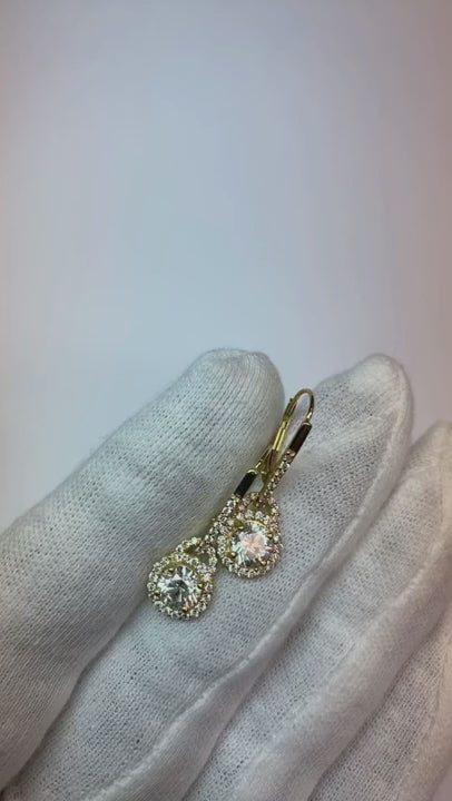 3.51 Ct. Radiant Cut Real Natural Earth Mined Diamonds Lever Backs White Gold Earring