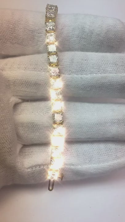 12.50 Carats Princess Cut Natural Earth Mined Diamond Tennis Bracelet New