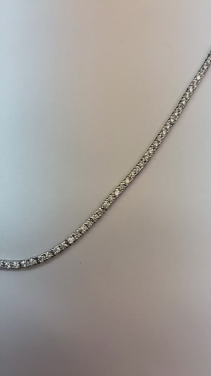 White Gold 14K Sparkling Round Cut 5 Ct Natural Diamond Diamonds Ladies Tennis Necklace