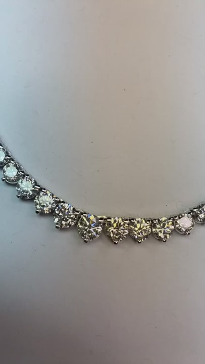 14.65 Carats Round Natural Diamond Diamond Womens’ Riviera Necklace White Gold 14K