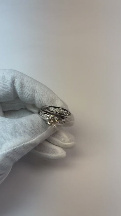 5 Carats Natural Real Diamond ( Not Lab Grown ) Engagement Ring Set Round White Gold 14K