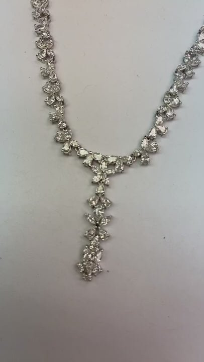 14K White Gold Women Necklace 27 Carats New Natural Diamond Diamond