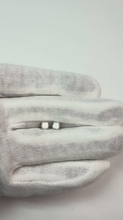 1 Carat Asscher Cut Genuine Natural Earth Mined Diamond Stud Earring Solid White Gold 14K