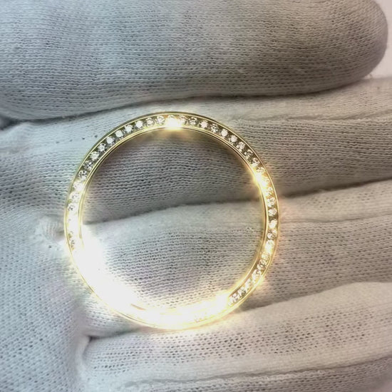 Yellow Gold 18K Custom Diamond Bezel To Fit Rolex Date Men's Watch 2 Ct