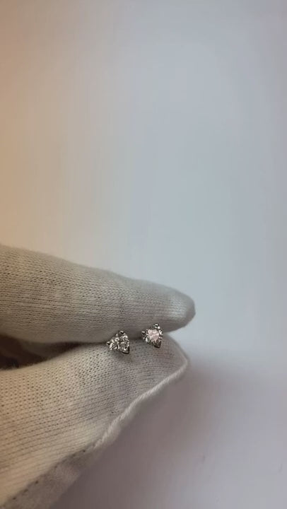 1 Carat Prong Set Heart Cut Natural Earth Mined Diamond Stud Earring 14K White Gold