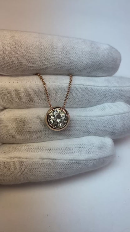 4Ct Round Cut Big Natural Earth Mined Diamond Solitaire Pendant White Gold Lady Jewelry