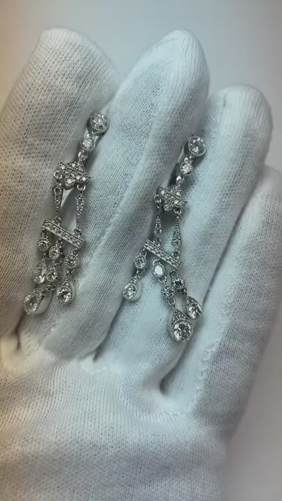 Sparkling Chandelier Natural Earth Mined Diamond Earrings 3 Carat Earring