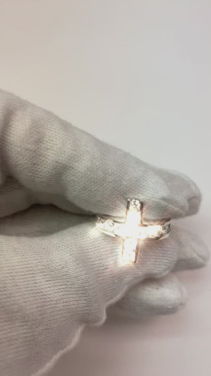 Real Natural Earth Mined Diamonds Cross Shape Engagement Fancy Ring 1.41 Ct. White Gold 14K