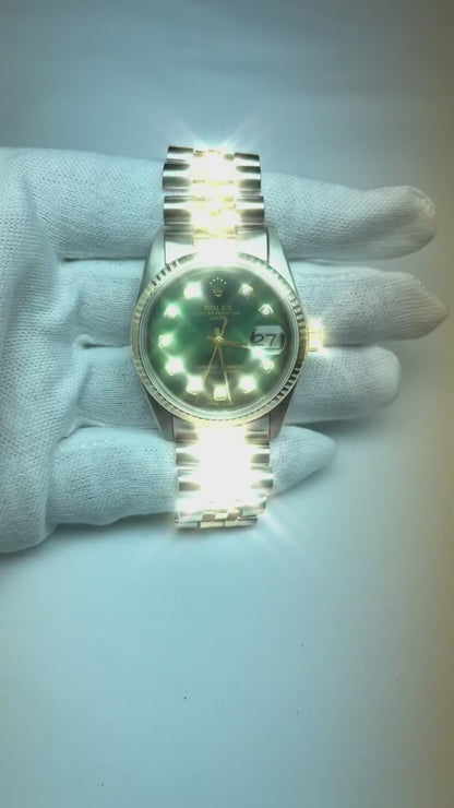 Rolex Datejust 36 mm Green Diamond Dial Two Tone Watch