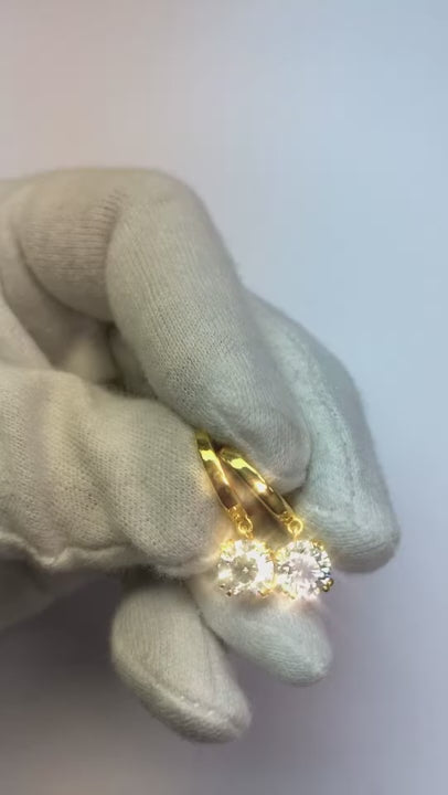 White Gold 14K Ladies Dangle Earrings Natural Earth Mined Diamonds 3 Carats F Vs1