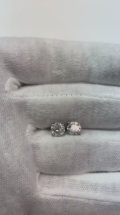 2 Ct Round Brilliant Cut Natural Earth Mined Diamonds Ladies Studs Earrings White Gold