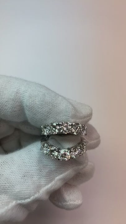 Anniversary Band 4 Carats Double Row Shank Setting White Gold 14K Natural Earth Mined Diamond