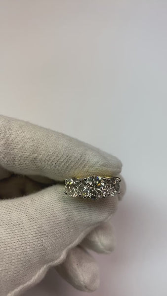 4.01 Carat Natural Diamonds Three Stone Engagement Ring Two Tone Gold New