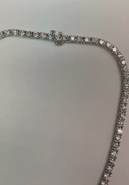 White Gold 20 Carat Natural Diamond Diamond Tennis Necklace